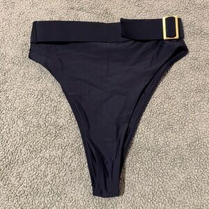Camila Coelho Black Bikini Bottom with Gold Buckle